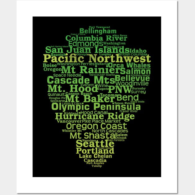 Pacific Northwest Word List Cloud Wall Art by Pine Hill Goods